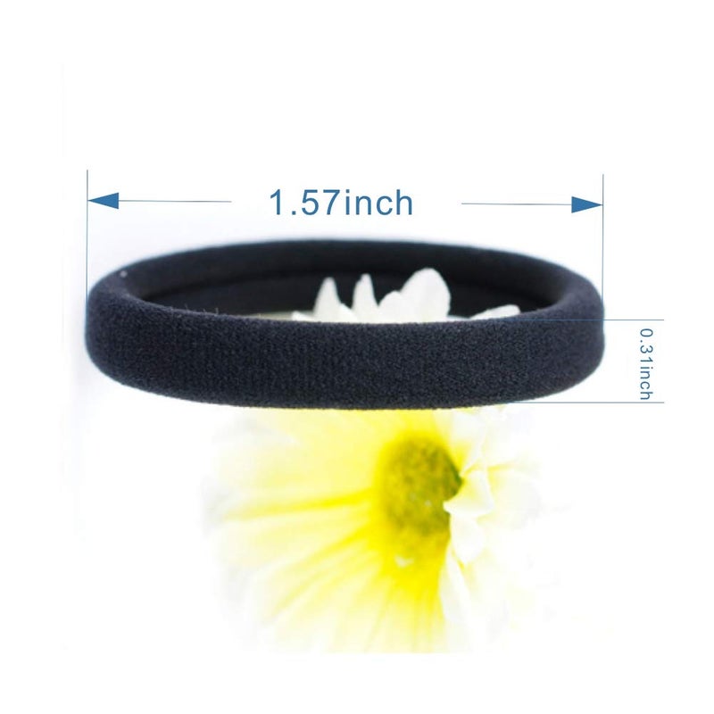 chkoodi 100 Pack Seamless Cotton Hair Ties, High Stretch Ponytail Holders and Headbands, No Crease Scrunchies for Thick Hair (Black) - Image 5